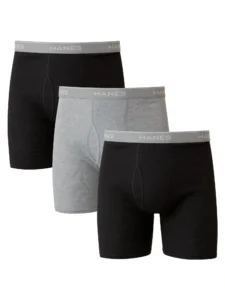 Hanes Men’s Moisture-Wicking Boxer Briefs 3-Pack – Black/Grey