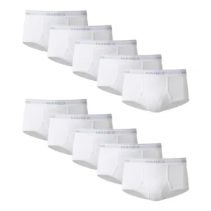 Hanes Men’s Value Pack White Cotton Briefs – 10 Pack