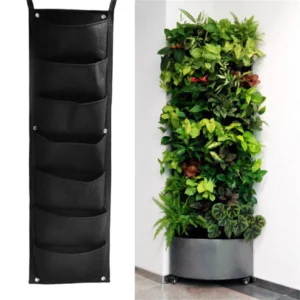 Hanging Planter Bag 7 Pocket Hanging Vertical Wall Planter Planting Grow Bag Outdoor Indoor Gardening Vertical Greening Plants Flowers Container Yard