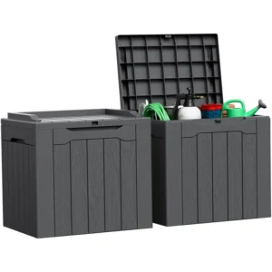 Homall 31 Gallon Outdoor Deck Box – Resin Seat in Gray