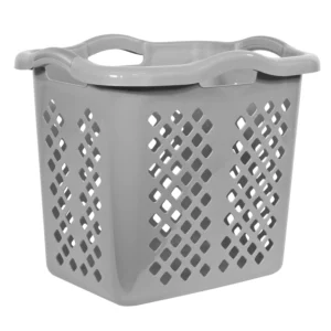 Home Logic 2 Bushel Lamper Plastic Laundry Basket with Silver Handles Gray 2 Pack