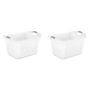 Home Logic 2 Bushel Lamper Plastic Laundry Basket with Silver Handles Gray 2 Pack