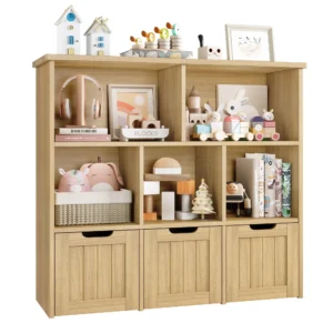 Homfa 5 Cube Toy Storage Organizer – with 3 Drawers, White