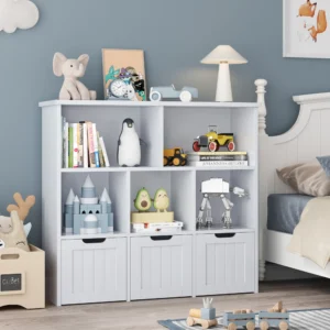 Homfa 5 Cube Toy Storage Organizer – with 3 Drawers, White