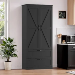 Homfa 70″ Farmhouse Pantry Cabinet with Shelf Drawer