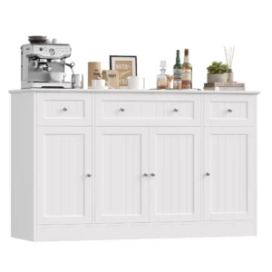 Homfa Farmhouse Sideboard Cabinet – 4 Doors, 3 Drawers