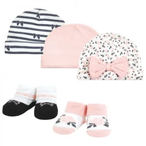 Hudson Baby 5pk Infant Girl Headband & Socks – Berry Floral 0-9M