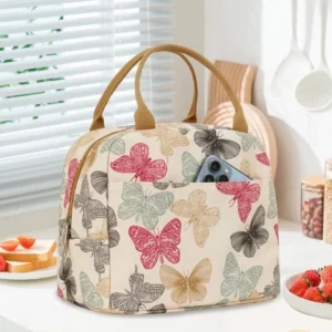 Inosoo Printed Lunch bag for Women Work Reusable Leak Proof Lunch Box for girls school Butterfly