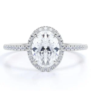 JeenMata 1.5 Carat Oval Moissanite Engagement Ring – White Gold Silver