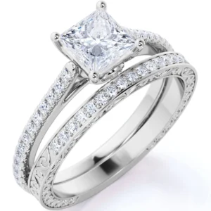 JeenMata t 175 ct tw Square Moissanite Engagement Ring Se 18K Black Gold over Silver