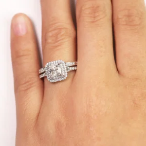 JeenMata t 175 ct tw Square Moissanite Engagement Ring Se 18K Black Gold over Silver