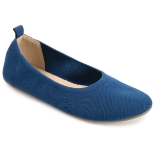 Journee Collection Womens Jersie Knit Foldable Round Toe Slip On Flats