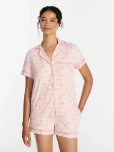 Joyspun Dreamy Soft Bridal Pajama Set – Short Sleeve Knit