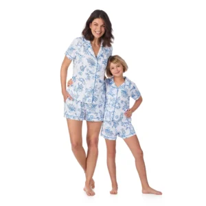 Joyspun Mommy & Me Pajama Set – Notch Collar, XS-XXL