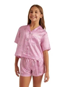 Justice Girls Nascar 3-Piece Outfit Set – Top, Shorts & Eye Mask