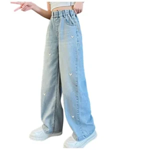 Karoyedx Girls Flare Bell Bottom Jeans – High-Waist Stretch Tween Denim