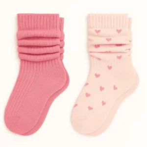 Kensie Girls Super Soft Slouchy Sock 2-Pack – Pink Hearts