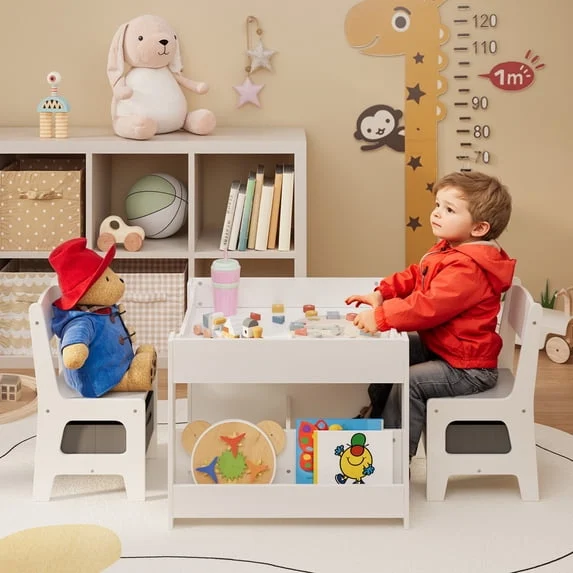 Kids 4-in-1 Table and Chairs Set with Storage – Versatile Activity Center