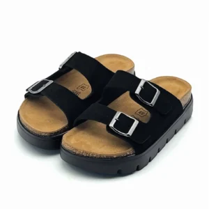 Kids Cork Footbed Sandals – Slip On Adjustable Buckle Thick Sole Open Toe