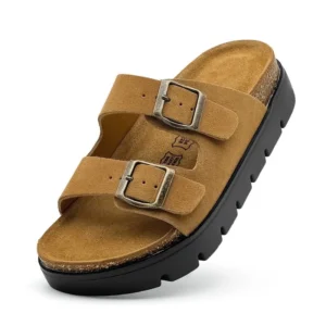 Kids Cork Footbed Sandals – Slip On Adjustable Buckle Thick Sole Open Toe