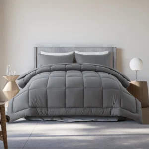 KINMEROOM Queen All-Season Down Alternative Comforter Set – 3 Piece, Dark Gray