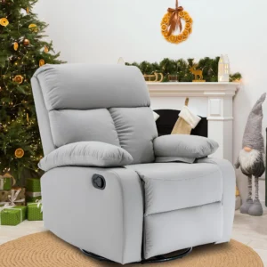 Korser Swivel Rocker Small Recliner Chair for Small Spaces for Living Room Nursery Grey