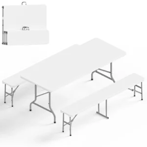 Ktaxon 6-Foot HDPE Folding Picnic Table Set – Weather Resistant Patio Dining