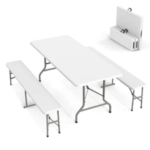 Ktaxon 6-Foot HDPE Folding Picnic Table Set – Weather Resistant Patio Dining