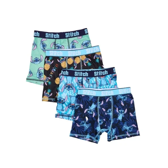 Lilo & Stitch Boys Boxer Brief Underwear 4-Pack – Sizes XS-XL