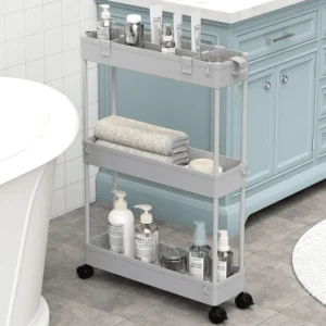 LLMRR 3 Tier Rolling Utility Cart with Drawer – Lockable Wheels