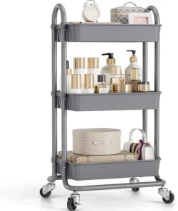 LLMRR 3 Tier Rolling Utility Cart with Drawer – Lockable Wheels