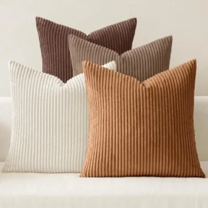 Lomyolo Decorative Couch Pillow Covers 18×18 Set of 4 – Farmhouse Corduroy