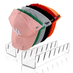 Lumikrypt 2 Pcs Hat Organizer Baseball Caps Stackable Hat Storage Clear Window Lid Holds 24 Caps Hat Organizer Closet Cardboard Breathable Fabric Gre