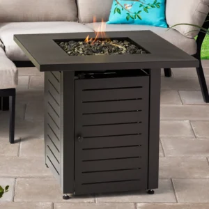 Mainstays 28-inch 50,000 BTU Propane Fire Pit Table – with Lava Rocks & Cover