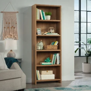 Mainstays 5-Tier Bookcase Walnut Finish – Budget Storage