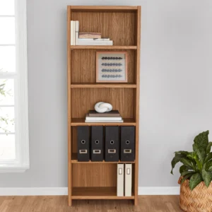 Mainstays 5-Tier Bookcase Walnut Finish – Budget Storage