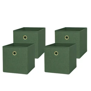 Mainstays Collapsible Fabric Storage Bins (4 Pack) – Green Boucle