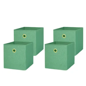 Mainstays Collapsible Fabric Storage Bins (4 Pack) – Green Boucle