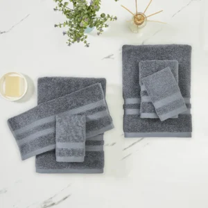 Mainstays Performance Solid 6 Piece Bath Towel Set Grey