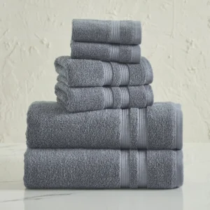 Mainstays Performance Solid 6 Piece Bath Towel Set Grey