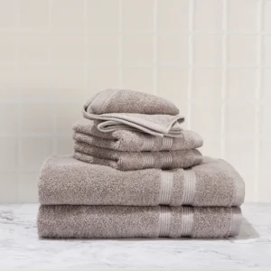 Mainstays Performance Solid 6pc Bath Towel Set – Soft & Absorbent Grey
