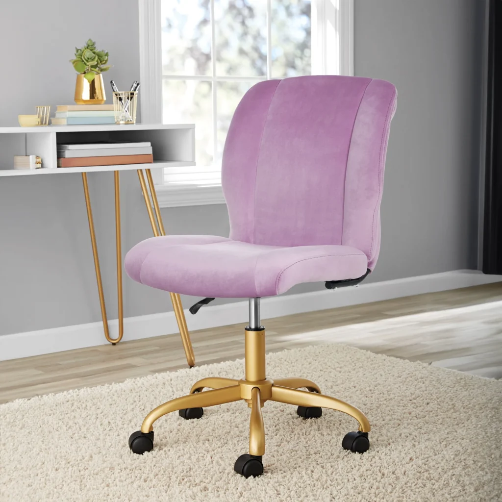 Mainstays Plush Velvet Office Chair Lilac Bloom