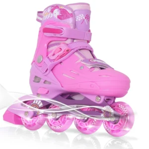 MammyGol Adjustable Inline Skates for Youth – 4 Size PU Flashing Wheels