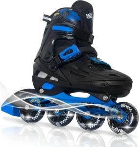 MammyGol Adjustable Inline Skates for Youth – 4 Size PU Flashing Wheels