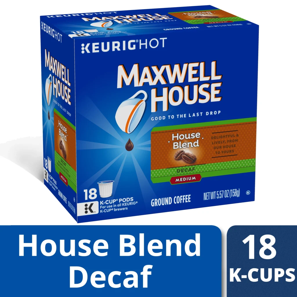 Maxwell House Decaf House Blend Single-Serve Cups – 10 Count — alternate angle showing full product