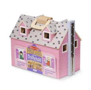 Melissa Doug Wooden Hi Rise Dollhouse With 15 Furniture Pieces Garage Working Elevator