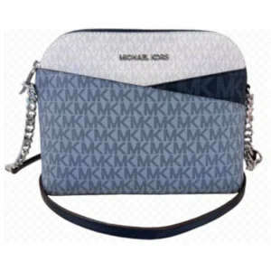 Michael Kors Jet Set Travel Medium Dome Crossbody Bag Pvc Logo Signature Vanilla