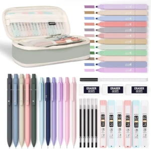MoKo 60-Piece Aesthetic School Supplies – Pastel Highlighters & Mechanical Pencils