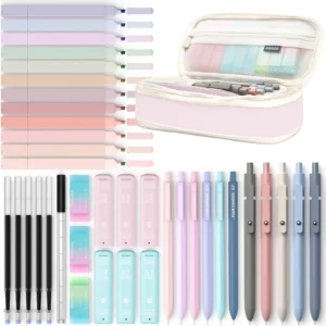 MoKo 60-Piece Aesthetic School Supplies – Pastel Highlighters & Mechanical Pencils