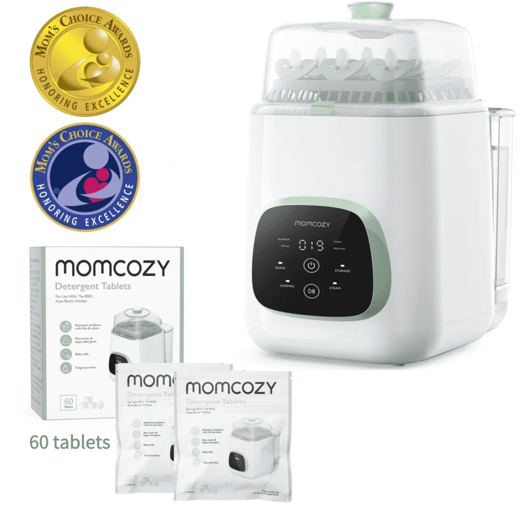 Momcozy Advanced Auto Baby Bottle Washer Sterilizer Dryer Combo with 60 Detergent Tablets Bottle Washer Machine for Bottles Pump Parts